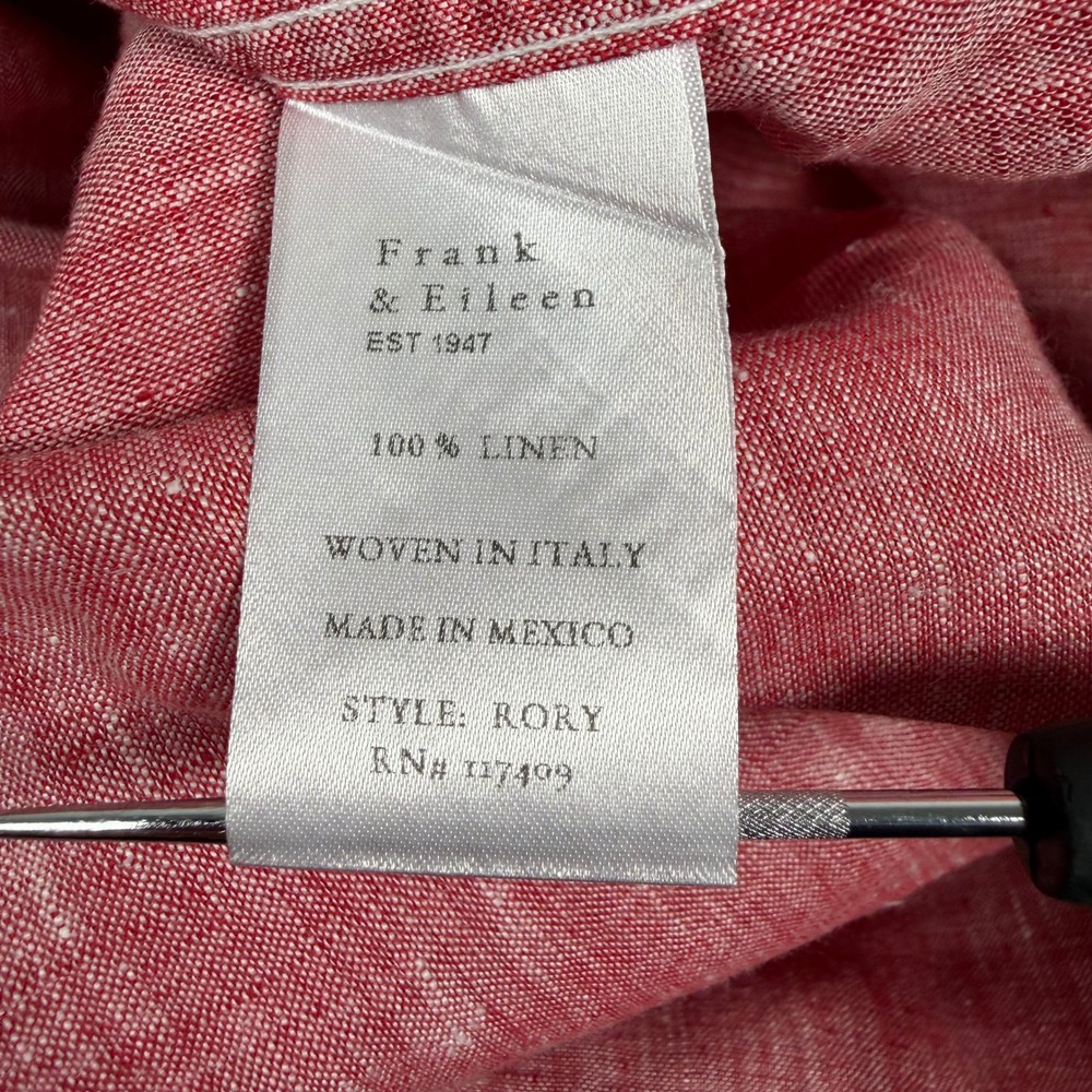 Frank Eileen Rory Maxi Dress Medium Red Linen Button Front Long Sleeve Lagenlook - Picture 11 of 12